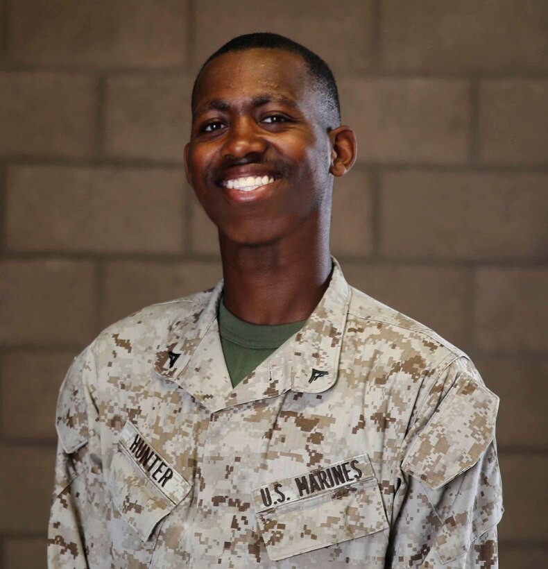 Lance Cpl. Dantrell Hunter, food service specialist, 1st Battalion, 7th Marine Regiment, has a passion for art which he developed at an early age. When he gets out of the Marine Corps, he hopes to pursue a degree in architectural engineering. (Official Marine Corps photo by Lance Cpl. Medina Ayala-Lo/Released)
