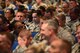 Airmen gave immediate feedback to the unit boss using their cell phones interacting with him on a big screen.  The entire 932nd Airlift Wing came together during the June Unit Training Assembly to attend the commander's call special event in the theater, featuring awards, safety briefings and interaction with the 