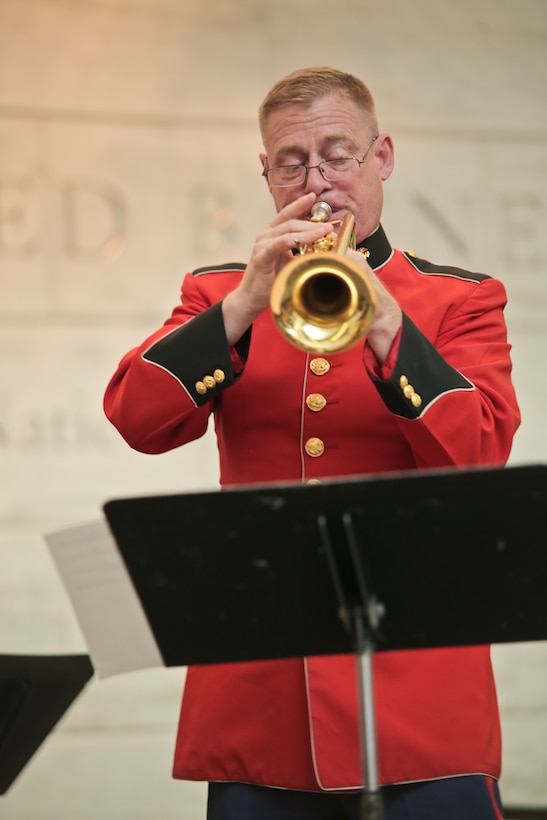 A Marine Jazz Ensemble from "The President's Own" performed an eclectic mix of jazz standards for visitors during the afternoon of July 2  at the National Museum of American History. (USMC photo by Staff Sgt. Brian Rust/released)