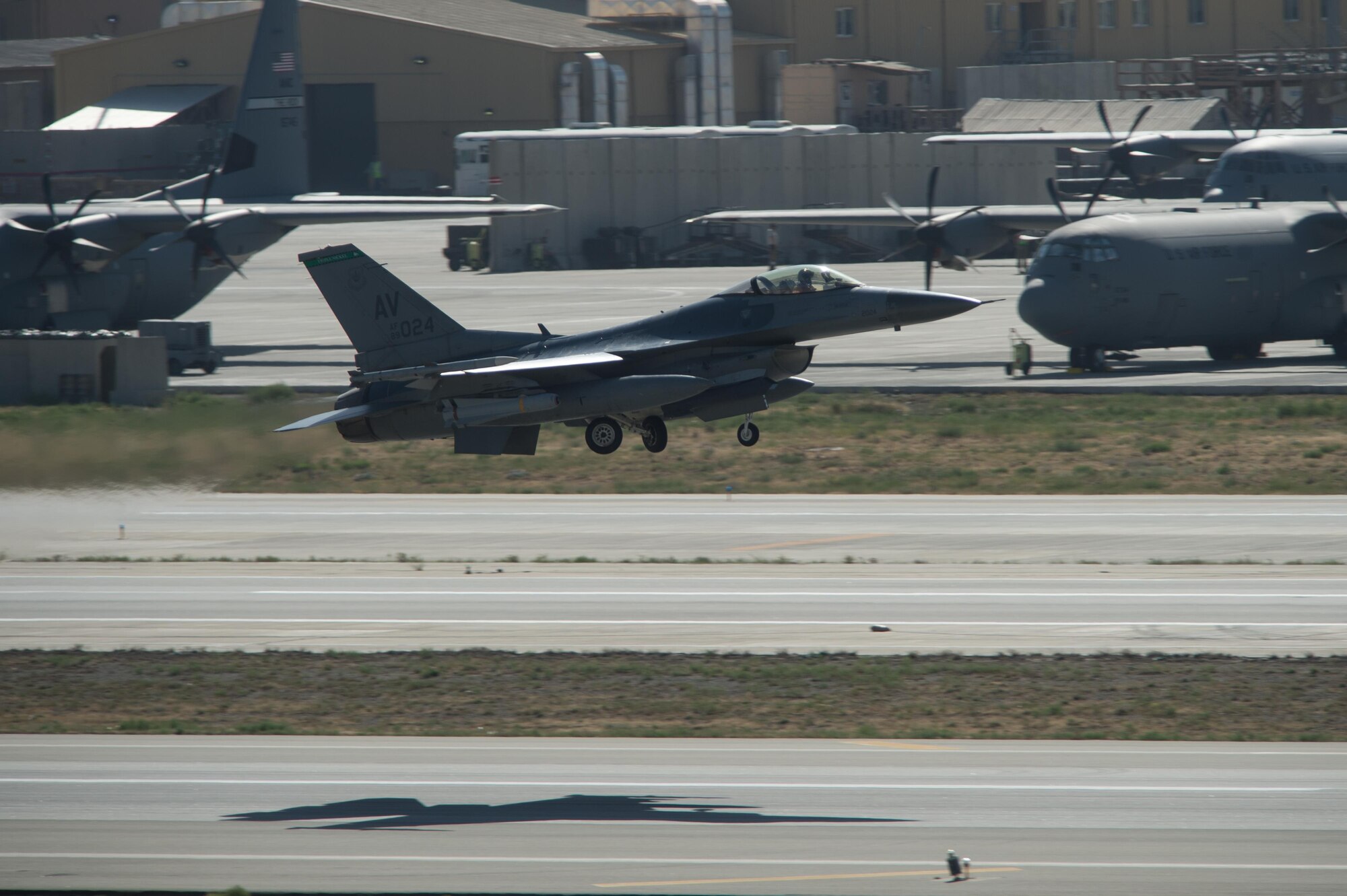A U.S. Air Force F-16 Fighting Falcon “Triple Nickel” aircraft assigned to the 555th Expeditionary Fighter Squadron from Aviano Air Base, Italy, takes off from Bagram Airfield, Afghanistan, July 4, 2015. The F-16 is a multi-role fighter aircraft that is highly maneuverable and has proven itself in air-to-air and air-to-ground combat. Members of the Triple Nickel are deployed in support of Operation Freedom’s Sentinel and NATO’s Resolute Support mission. (U.S. Air Force photo by Tech. Sgt. Joseph Swafford/Released)