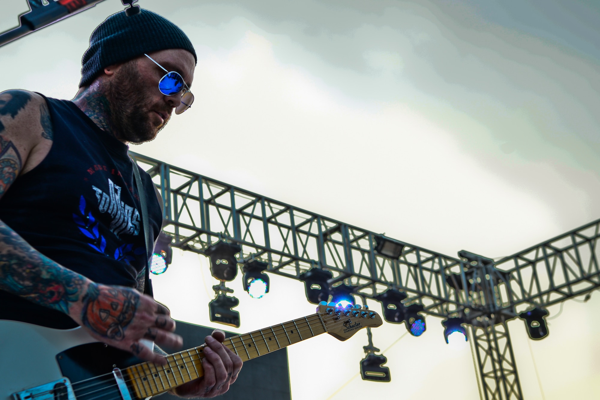 Terry Corso, Alien Ant Farm lead guitarist, plays during a concert July 4, 2015 at Osan Air Base, Republic of Korea. Alien Ant Farm was at Osan AB in part of the Liberty Fest entertainment, in celebration of Independence Day. (U.S. Air Force photo/Tech. Sgt. Travis Edwards)