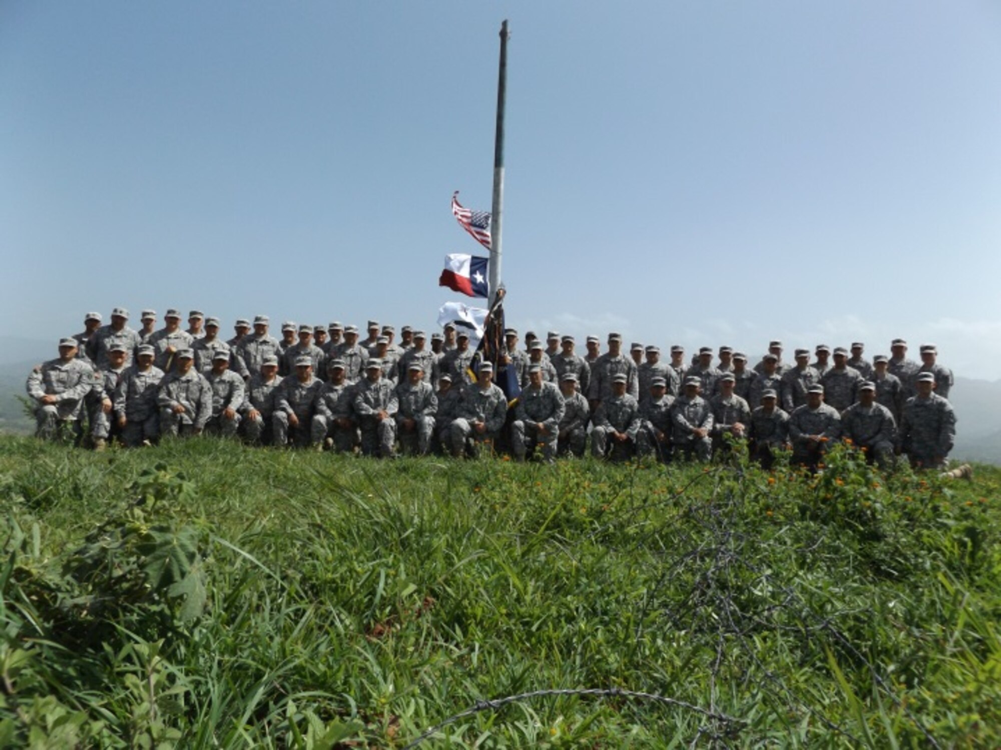Members of the 3rd Battalion, 141st Infantry Regiment, Task Force Salerno, Texas National Guard conducted border security, drug interdiction, and intelligence training from May to June 2015, in Jutiapa, Guatemala. U.S. Air Force 1st Lt. Irene Mitchell, 36th Medical Group Readiness Flight commander, joined the unit as a Spanish translator with the Language Enabled Airman Program. (Courtesy photo)