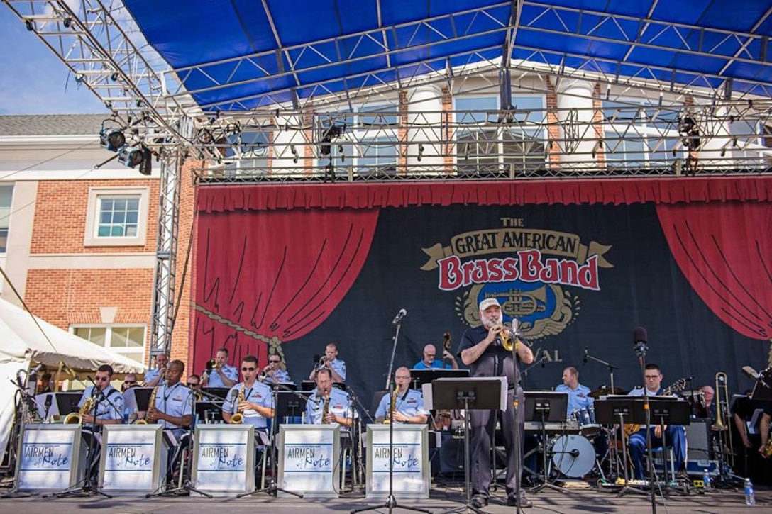 The incomparable Vinnie DiMartino performs with the Airmen of Note at the Great American Brass Band Festival in Danville, Kentucky. (U.S. Air Force photo/released)
