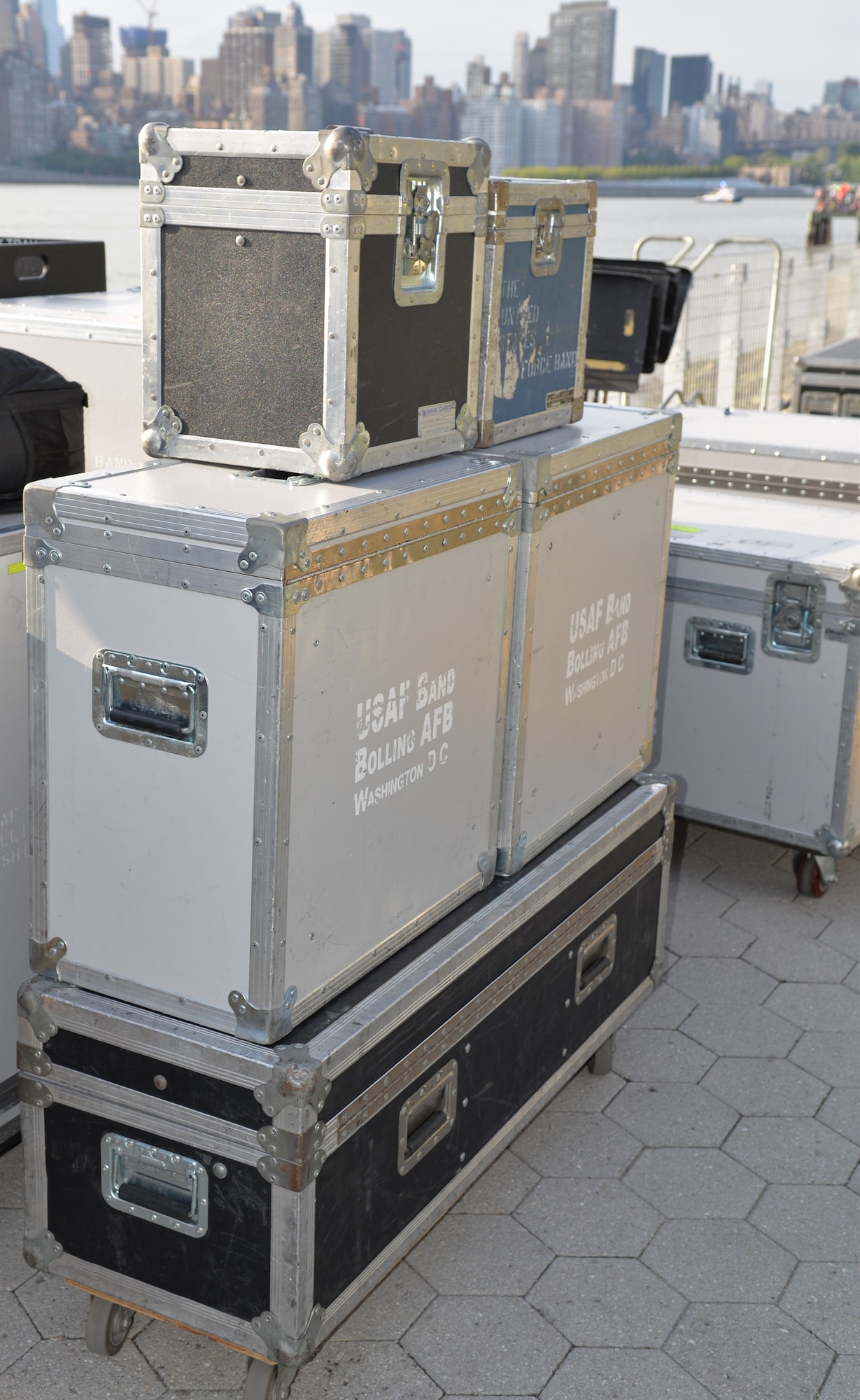 It took two five-ton box trucks to haul all of the Air Force Band and Honor Guard’s equipment to New York City for their five-day tour in New York City to represent the Air Force on the nation's birthday (U.S. Air Force photo/1Lt. Esther Willett).