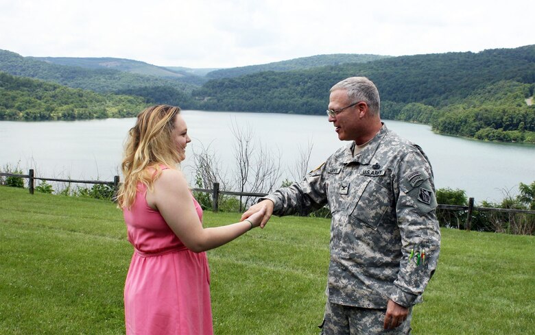 Ms. Karli Hakala at Jennings Randoph Lake was presented with the Army Engineer Memorial Award by Col. Trey Jordan, U.S. Army Corps of Engineers Baltimore District commander. 