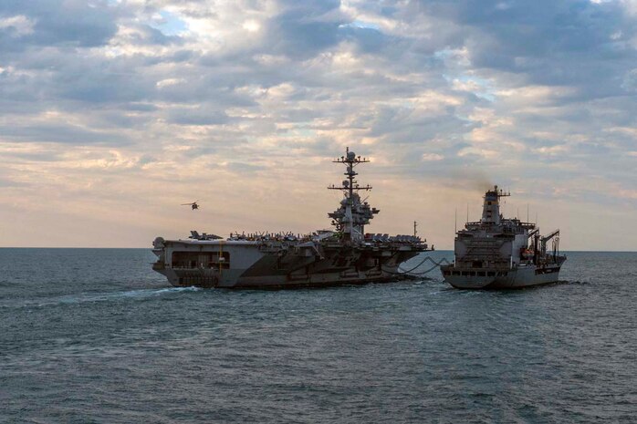 150706-N-ZZ786-041 TIMOR SEA (July 6, 2015) The Nimtz-class aircraft carrier USS George Washington (CVN 73) conducts a replenishment-at-sea with the Military Sealift Command fleet replenishment oiler USNS Rappahannock (T-AO 204) during exercise Talisman Sabre 2015. Talisman Sabre 2015 is a bilateral training exercise intended to maintain a high level of interoperability between U.S. and Australian Forces.