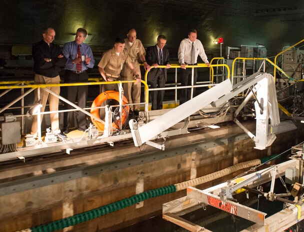 140819-N-WL435-051
BETHESDA, Md. (Aug. 19, 2014) Chief of Naval Operations (CNO) Adm. Jonathan Greenert rides on Carriage 3 in the J-Basin of Naval Surface Warfare Center Carderock Division. Greenert toured the facilities and held an all-hands call with Navy civilians. (U.S. Navy photo by Chief Mass Communication Specialist Peter D. Lawlor/Released)                                                                                                                                                                                                                                                                                                                                                                                                                                                                                                                   