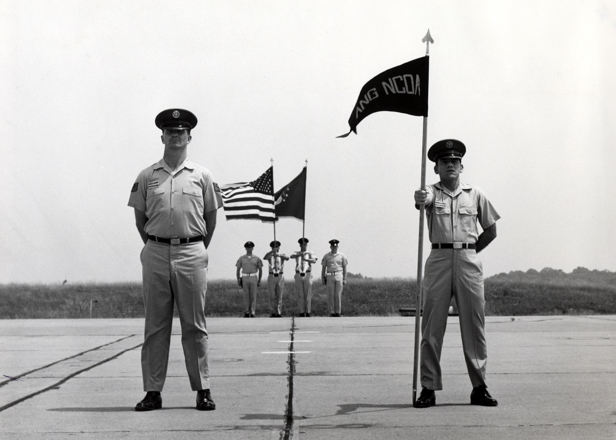 MCGHEE TYSON AIR NATIONAL GUARD BASE, Tenn. - The Air National Guard's NCO academy students stand at parade-rest during a graduation here in 1969. Today's I.G. Brown Training and Education Center runs the largest and longest continuously running NCO academy in the U.S. Air Force. (U.S. Air Force file photo/Released)