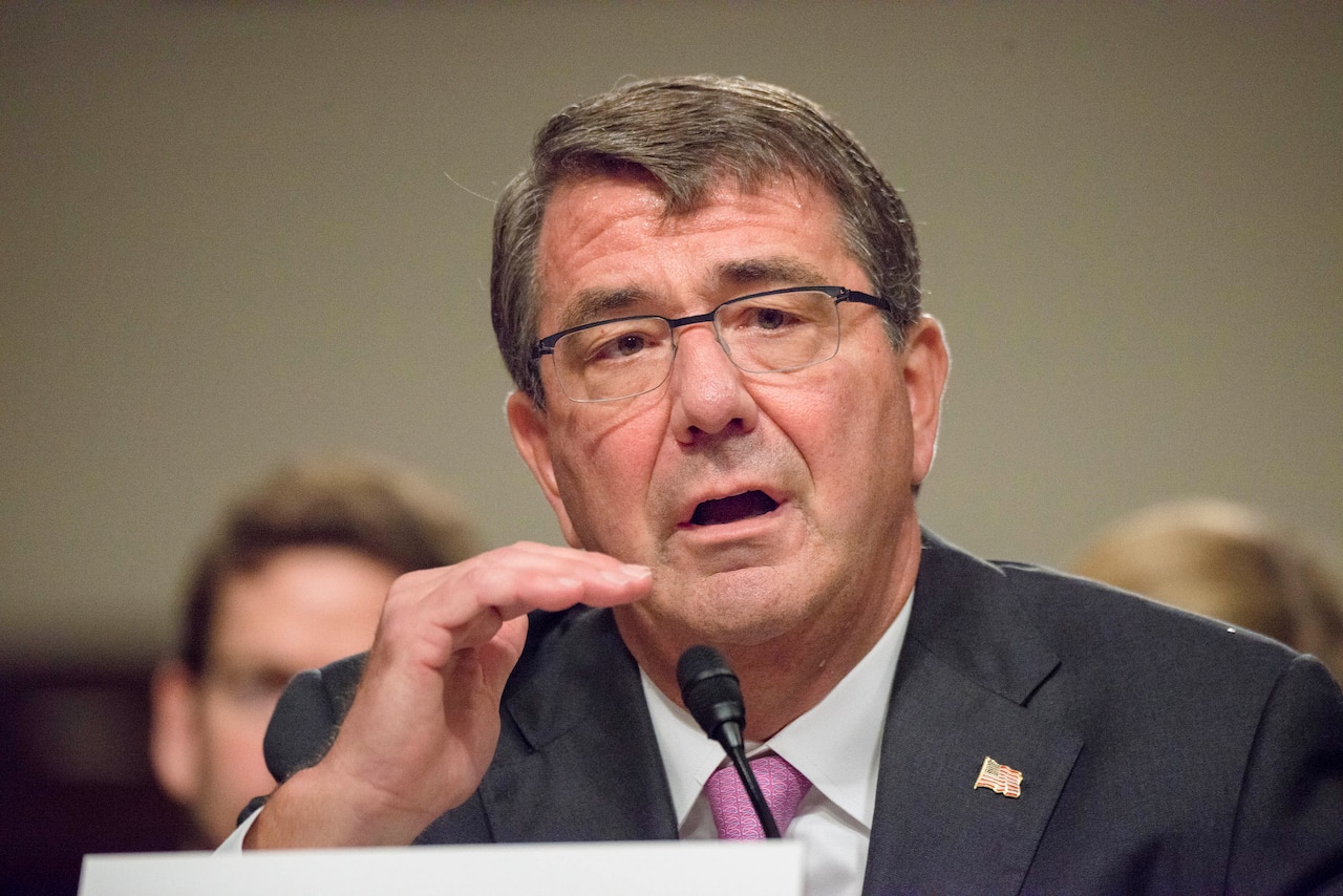 Defense Secretary Ash Carter testifies before a Senate Armed Services Committee hearing on the strategy to counter the Islamic State of Iraq and the Levant, July 7, 2015. DoD photo by Army Staff Sgt. Sean K. Harp
