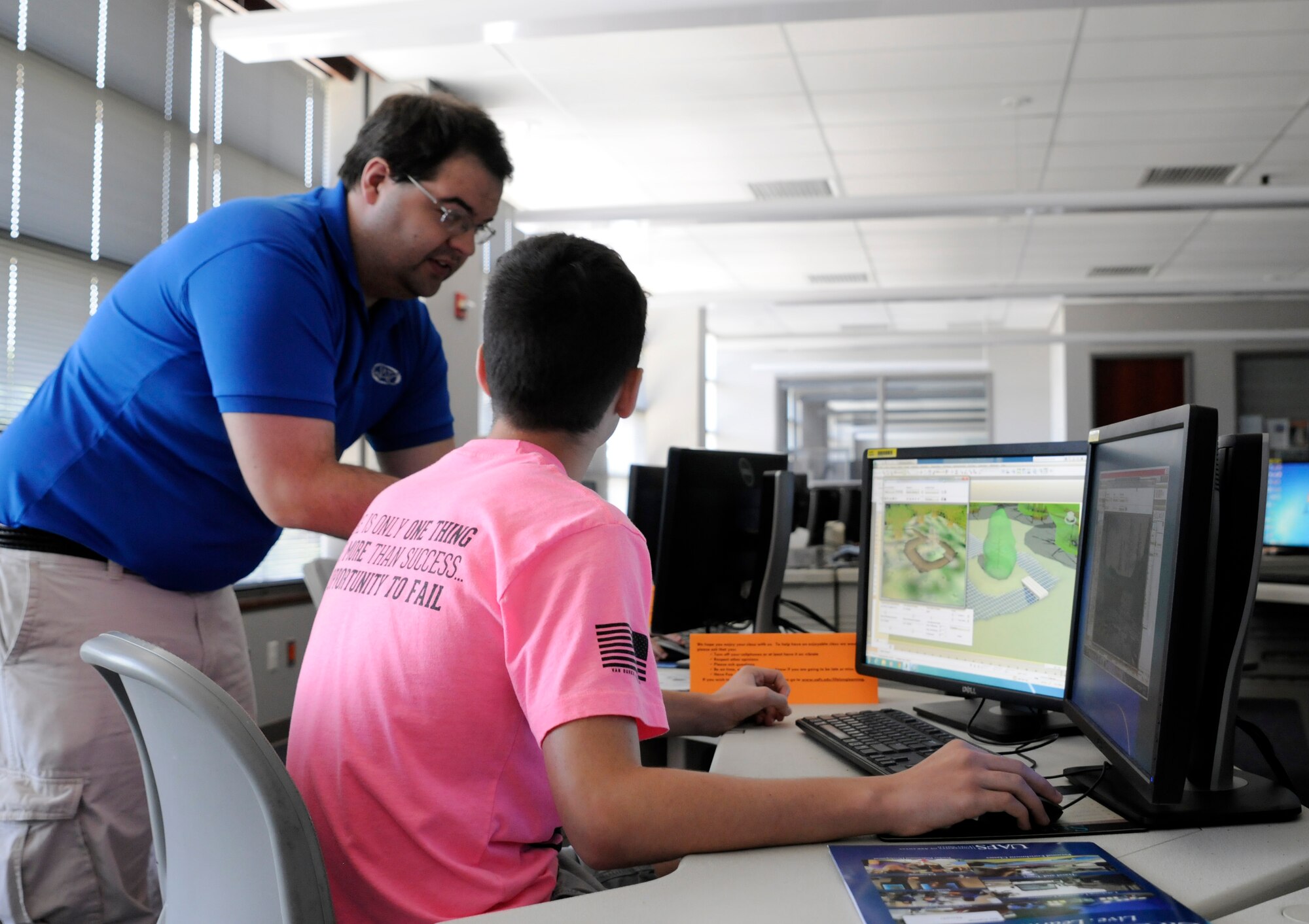 Kids from the 188th Wing participate in 3D Animation Camp at the University of Arkansas-Fort Smith on June 24, 2015. The 3D Animation Camp was a two and a half day camp that offered military children the opportunity to learn what it takes to design games, movie clips and commercials. Tuition for the class was provided through the Child and Youth Program at the National Guard Bureau, Washington D.C. The Child and Youth Program supports the social, emotional and academic needs of military children by lifting them up with knowledge and positive encouragement. (U.S. Air National Guard photo by Staff Sgt. Hannah Dickerson/Released)