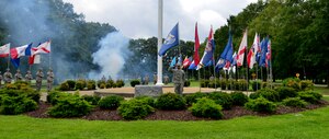 Fort Eustis personnel held the 2nd Annual Salute to the Nation Ceremony at Seay Plaza on Fort Eustis, Va., July 4, 2015. U.S. Army regulations mandate Army installations perform a ceremony on July 4 in honor of Independence Day. (U.S. Air Force photo by Staff Sgt. Natasha Stannard/Released)
