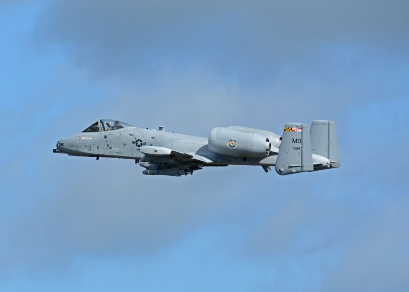 An A-10C Thunderbolt II assigned to 104th Fighter Squadron, Maryland Air National Guard, takes off for a training mission during Saber Strike 15 from Ämari Air Base, Estonia, June 8, 2015. Saber Strike is an exercise that aims to continue to improve U.S., allied partners, and participating nations' interoperability, while increasing their capacity to conduct a full spectrum of military operations. (Air National Guard photo by Tech. Sgt. Christopher Schepers)