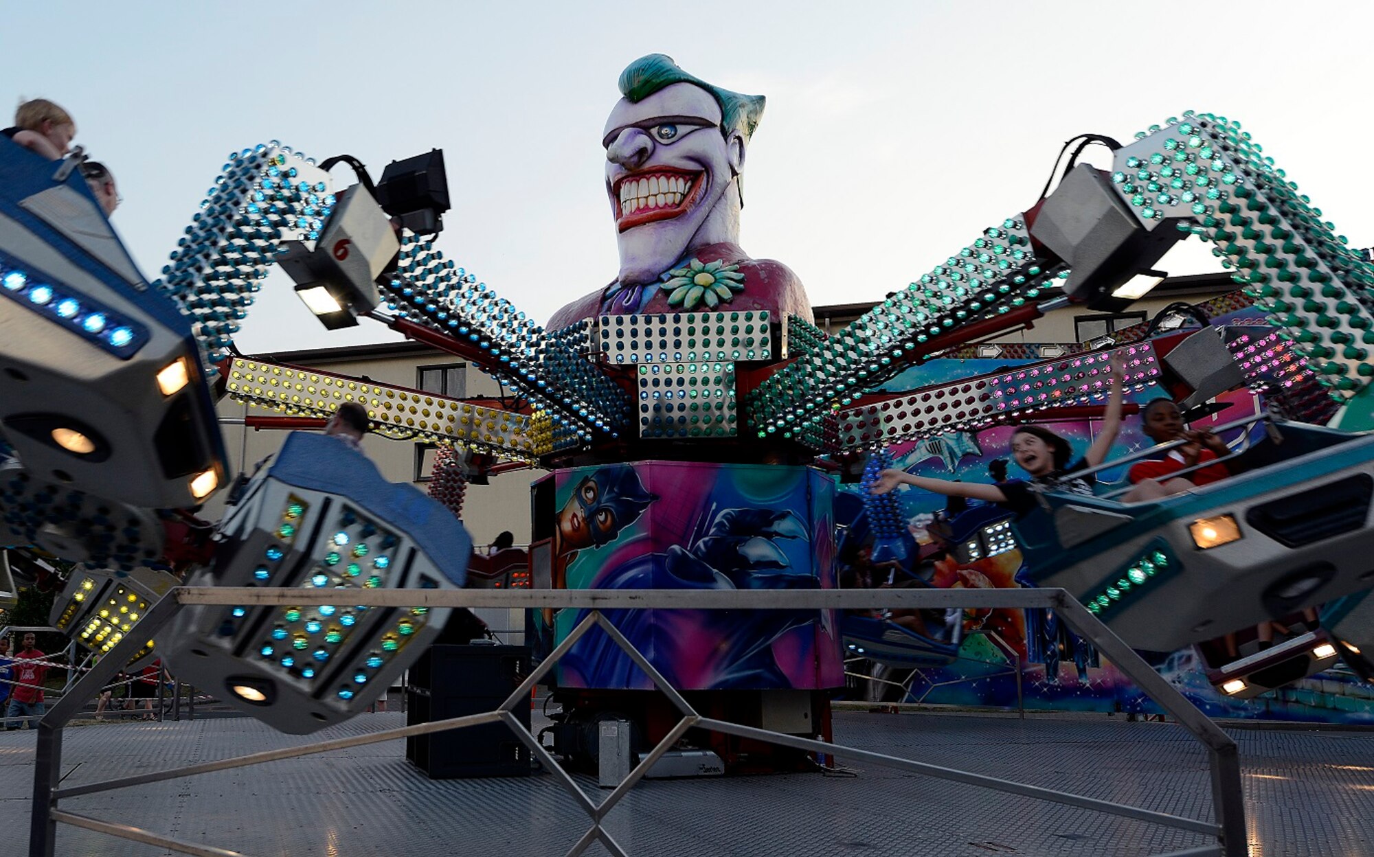 Members of the Kaiserslautern Military Community ride “The Joker” at this year’s Freedom Fest July 4, 2015, at Ramstein Air Base, Germany. The fair was a two-day event held in celebration of the United States’ Independence Day. Attendees were able to enjoy rides, food, fireworks and live music. (U.S. Air Force photo/Airman 1st Class Tryphena Mayhugh)