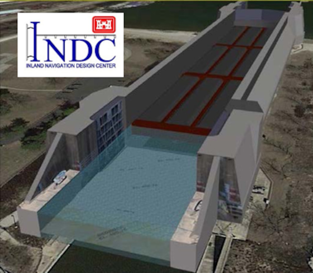 This 3D model of Rock Island District’s Brandon Road Lock in Chicago, Illinois, developed by the INDC, is used during online webinars to illustrate operations and maintenance needs to Corps staff who have never seen the facility in real-life.