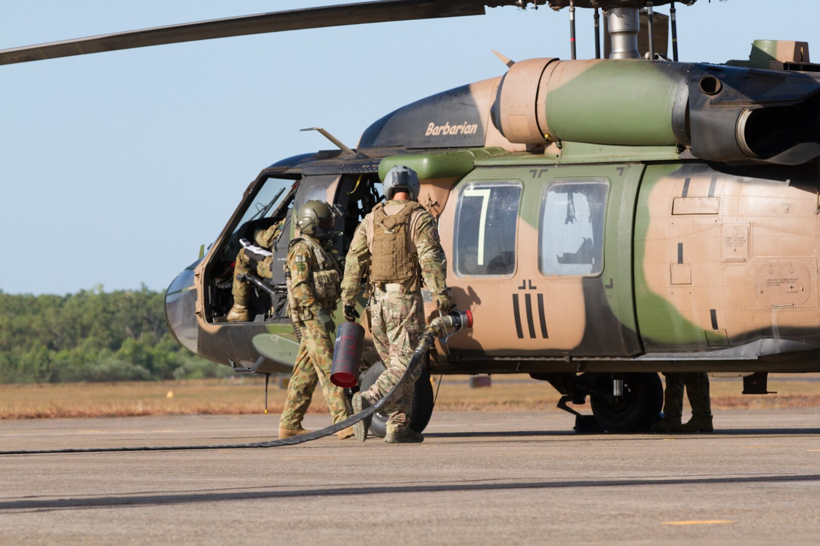 United States Airmen from the 18th Logistics Readiness Squadron from Kadena Air Base, Japan, partnered with the Australian Army during a refueling exercise at the Royal Australian Air Force Base Darwin, July 8 in Darwin, Australia, during Talisman Sabre 2015. Talisman Sabre is a biennial exercise that provides an invaluable opportunity for nearly 30,000 U.S. and Australian defense forces to conduct operations in a combined, joint and interagency environment that will increase both countries’ ability to plan and execute a full range of operations from combat missions to humanitarian assistance efforts.