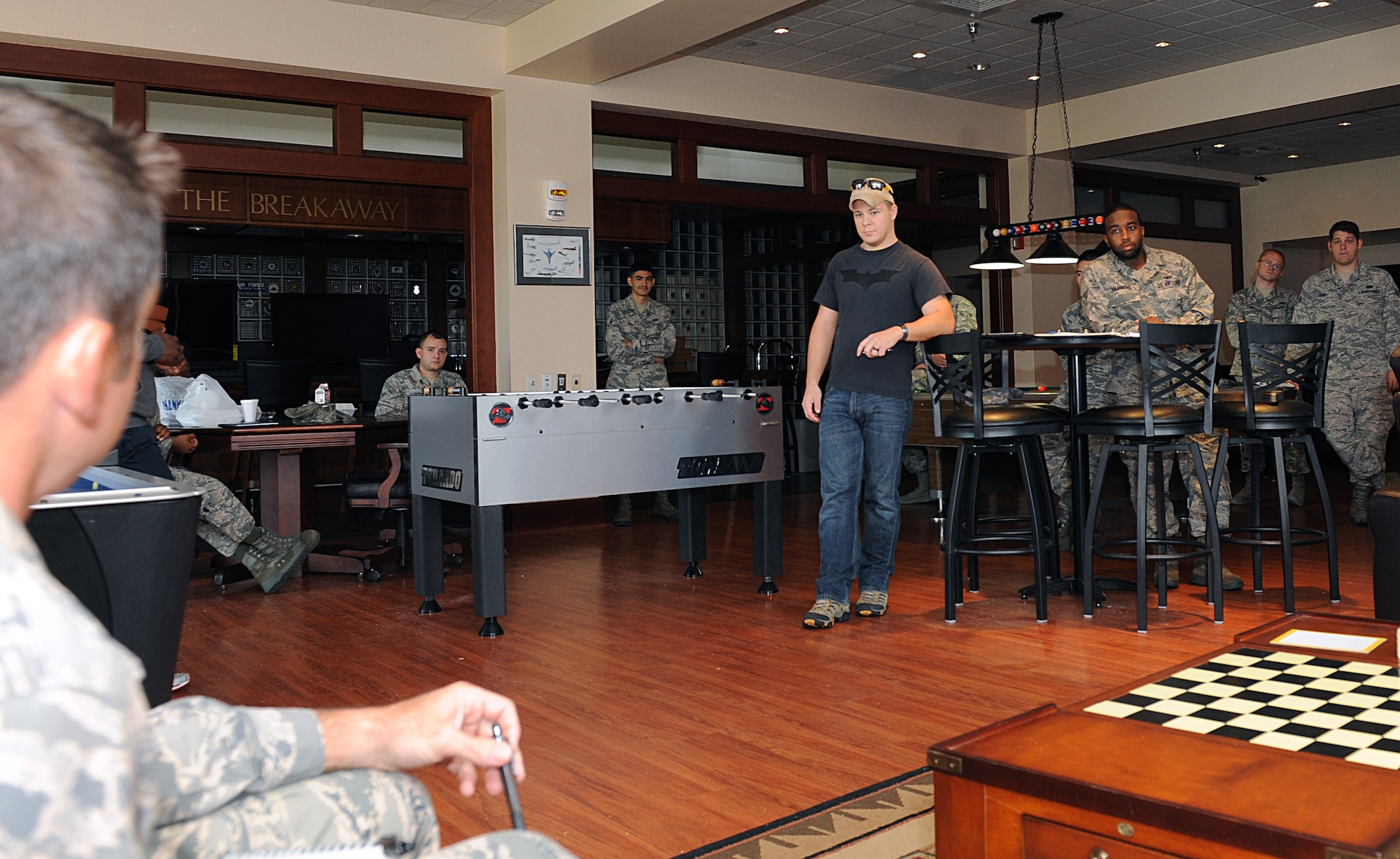 Airman’s Council members listen to suggestions from Tech. Sgt. Dennis Stacey, 22nd Force Support Squadron First Term Airman Center NCO in charge, about how to help McConnell’s junior enlisted Airmen, July 9, 2015, at McConnell Air Force Base, Kan. Members convene every month to brainstorm ideas as well as present upcoming events to the Airmen. The council is a direct link for Airmen to voice their concerns and proposals to McConnell’s leadership. (U.S. Air Force photo by Senior Airman David Bernal Del Agua)