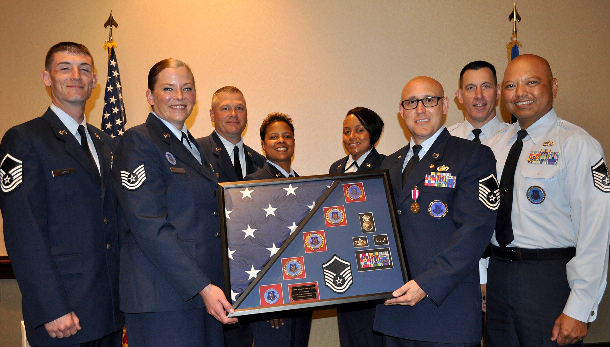 TRAVIS AIR FORCE BASE, Calif. -- June 27, 2015, at Travis Air Force Base, Calif., to Master Sgt. John M. Erzen, retired from the Air Force Reserve.  (U.S. Air Force photos/Ellen Hatfield)