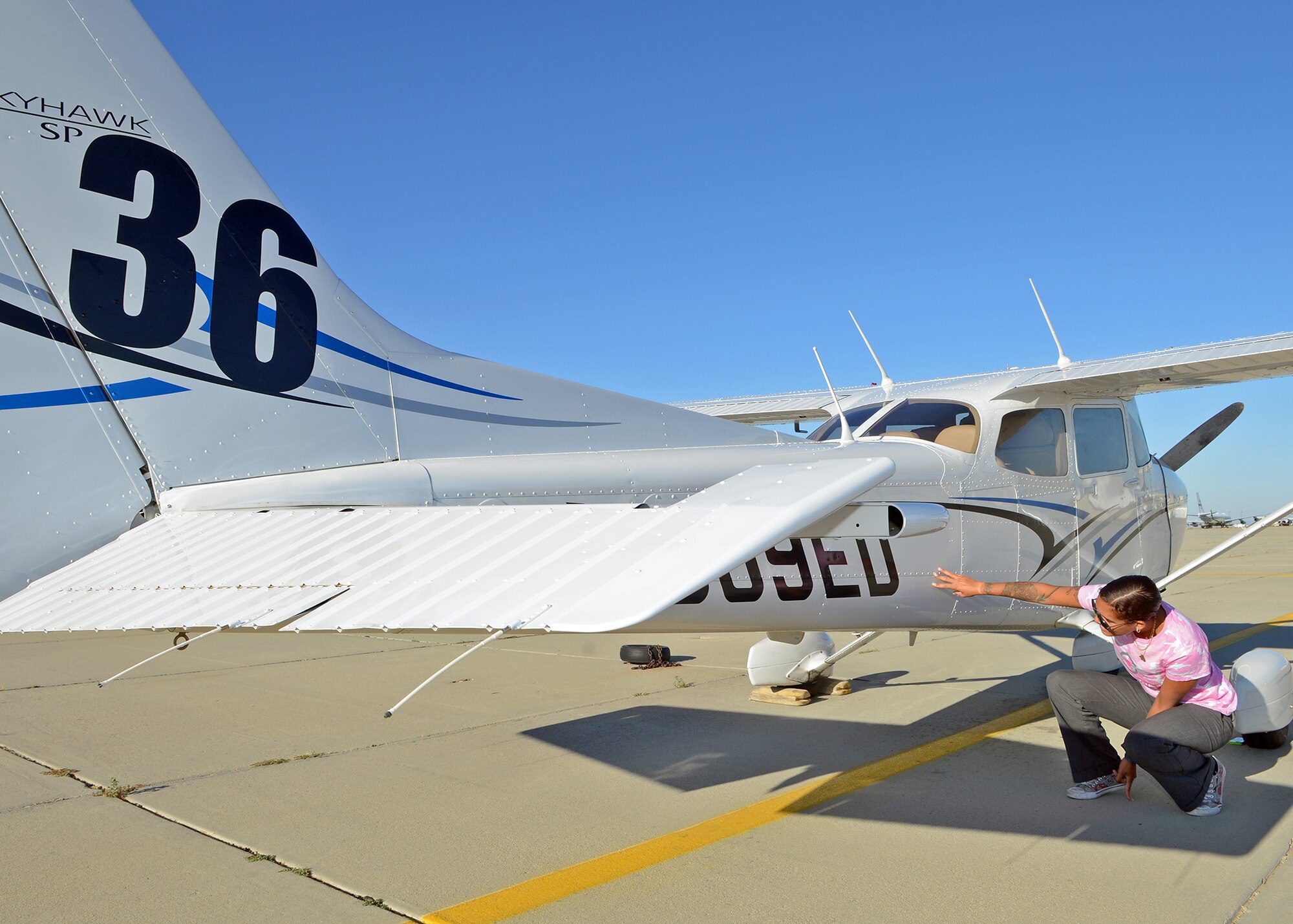 Nancy Bradshaw, Edwards engineer, aviatrix competed in historic air race. (U.S. Air Force photo by Jet Fabara)