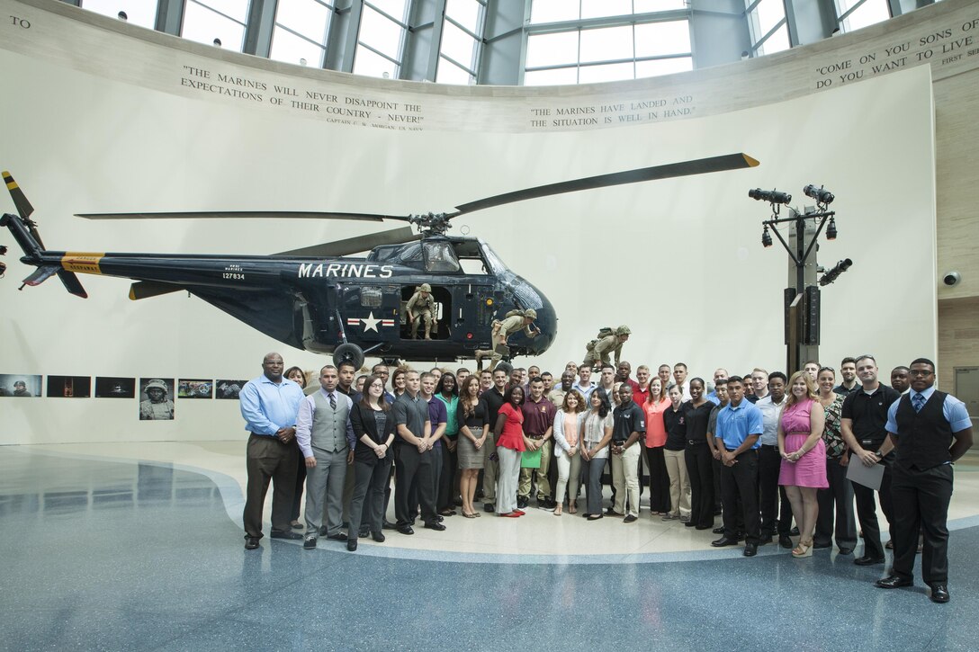 The Sergeant Major of the Marine Corps, Ronald L. Green, speaks with members of the Single Marine Program Executive Committee at the National Museum of the Marine Corps, Triangle, Va., July 8, 2015. (U.S. Marine Corps photo by Sgt. Melissa Marnell/Released) 