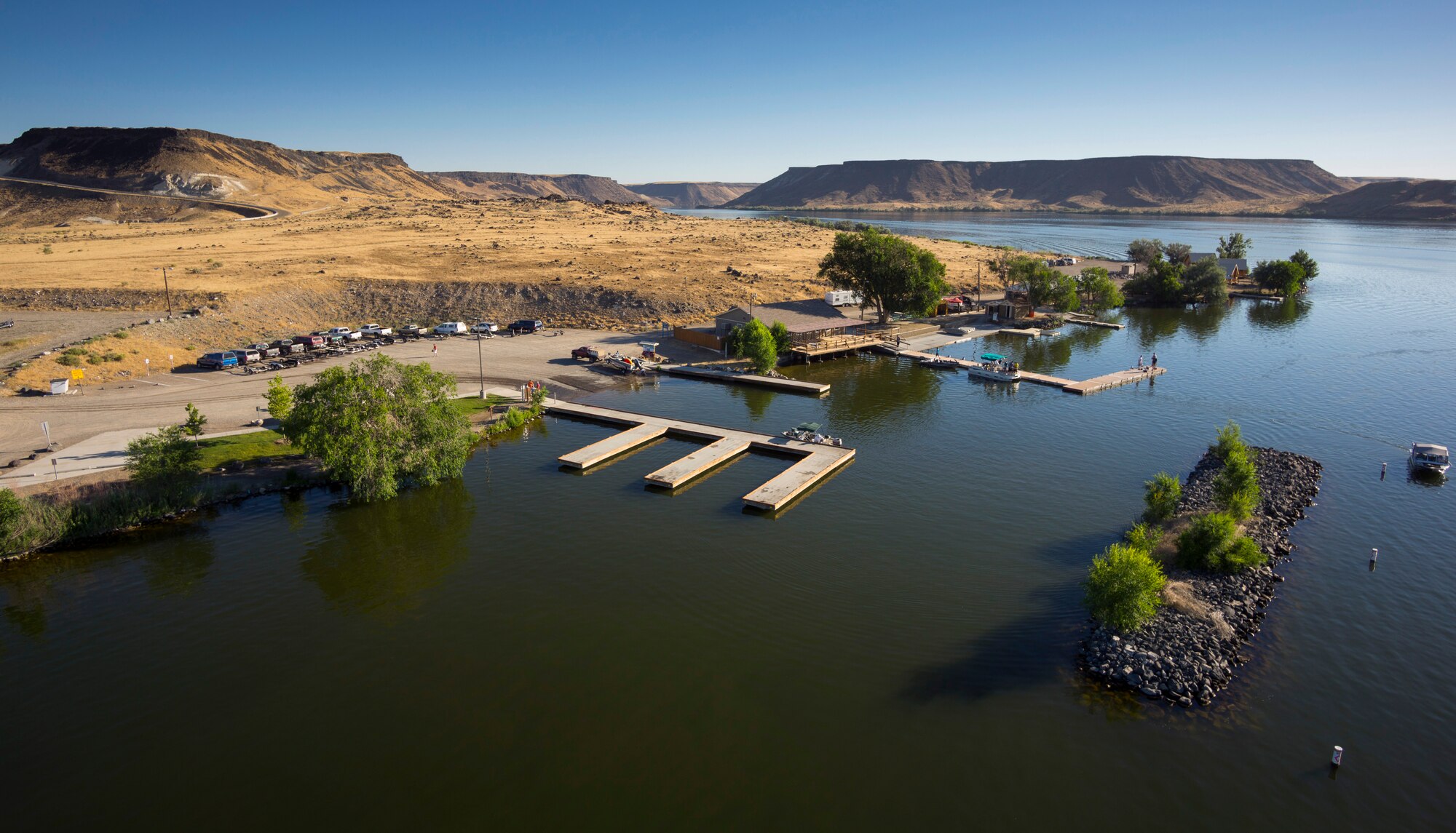 The Air Force Marina at C.J. Strike Dam, Idaho, offers rental equipment and facilities for Mountain Home Air Force Base airmen and their families. The marina operates from Memorial Day weekend through Labor Day weekend, Saturday, Sunday and holidays from 7 a.m. to 7 p.m. (Courtesy photo by Samuel Morse)