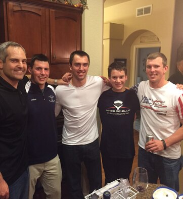 Lt. Col. Mike Zeman, cadet sponsor, stands with Cadet 2nd Class Everett Joiner, C3C Ben Kopacka, his son Jack Zeman, and 2nd Lt. Dallis Joiner, a 2015 Academy graduate. Zeman, who is a 1997 Air Force Academy graduate, has sponsored cadets since 2007. (Courtesy Photo)