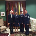 Mississippi Senator Thad Cochran poses for a picture with 1st Lt. Leesa Froelich, Col. Frank Amodeo and Command Chief Master Sgt. Christopher Barnby during the 403rd Wing 2015 Capitol Hill Visit July 8.