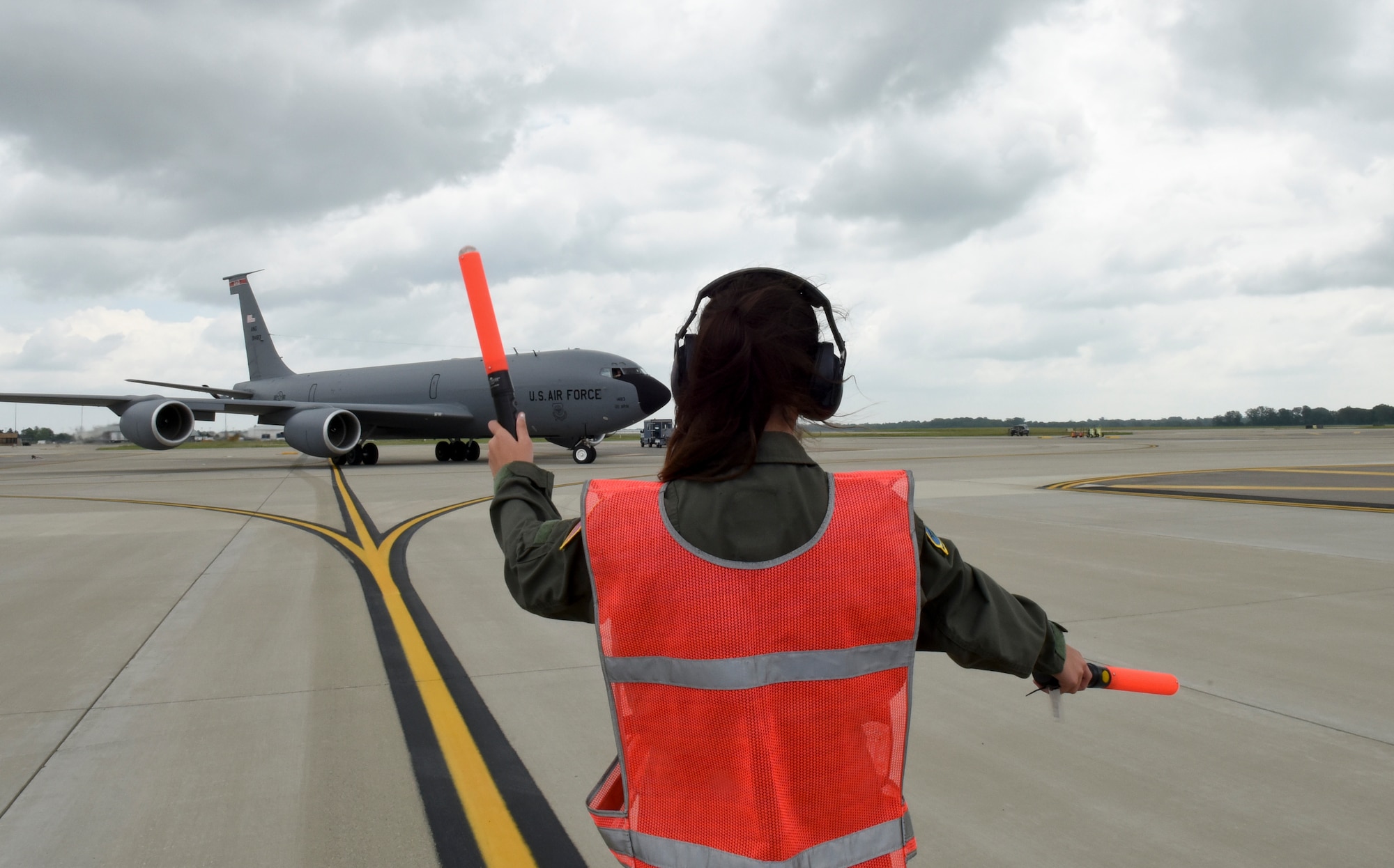 Airmen with the 121s Air Refueling Wing hosted Madalyn Charles, a 13-year-old from London, Ohio, as Pilot for the Day June 18, 2015 at Rickenbacker Air National Guard Base. Charles was diagnosed with Tricuspid Atresia, a form of congenital heart disease, after she was born and was chosen to spend the day experiencing what it woul be like to be in the Air National Guard. (U.S. Air National Guard photo by Airman Ashley Williams/Released)