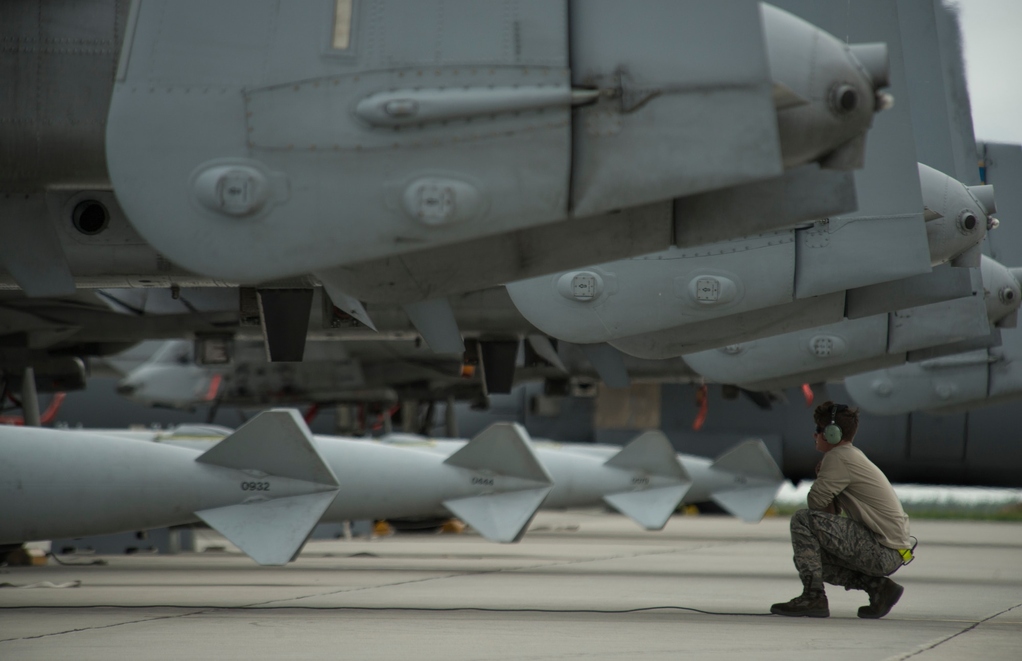 A U.S. Air Force 354th Expeditionary Fighter Squadron crew chief performs pre-taxi checks to a U.S. Air Force A-10 Thunderbolt II attack aircraft during a theater security package deployment to Lask Air Base, Poland, July 10, 2015. The U.S. Air Force and NATO allies and partners’ continuing contributions to develop and improve air readiness are significant in maintaining security and building a partnership capacity. (U.S. Air Force photo by Staff Sgt. Christopher Ruano/Released)