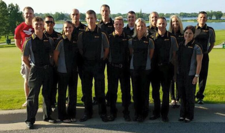 1st Lt. Marcus Farris’ (first row, third from left), quality assurance representative in the USACE – Alaska District’s Construction Division, competed for the first time with the All-Army Triathlon team June 7 in the 2015 U.S. Armed Forces Championships hosted by the Leon’s World Fastest Triathlon at Hammond, Indiana. According to the race results, he finished 17th out of 40 male competitors from all four branches, including members from the Canadian military. Farris completed the Olympic standard triathlon distances of a 1.5 km swim, 40 km bike ride and 10 km run just under two hours. He trailed the leader by nine minutes.