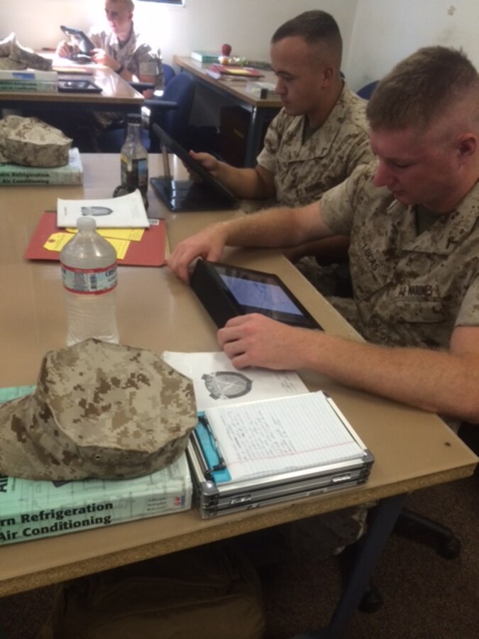 Marines from BRACT 4-15 learn about technical manuals.