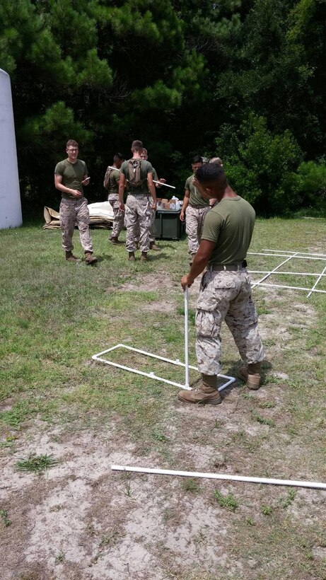Marines from BWST 6-15 conduct a practical application on plumbing.