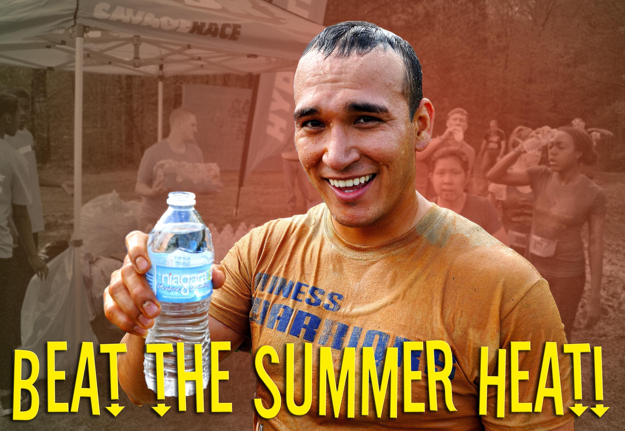 An Airman drinks water to hydrate during a physical fitness session during the summer in Dallas, Ga. It is important to stay properly hydrated during the hot summer months. (U.S. Air Force graphic/Senior Airman Daniel Phelps)