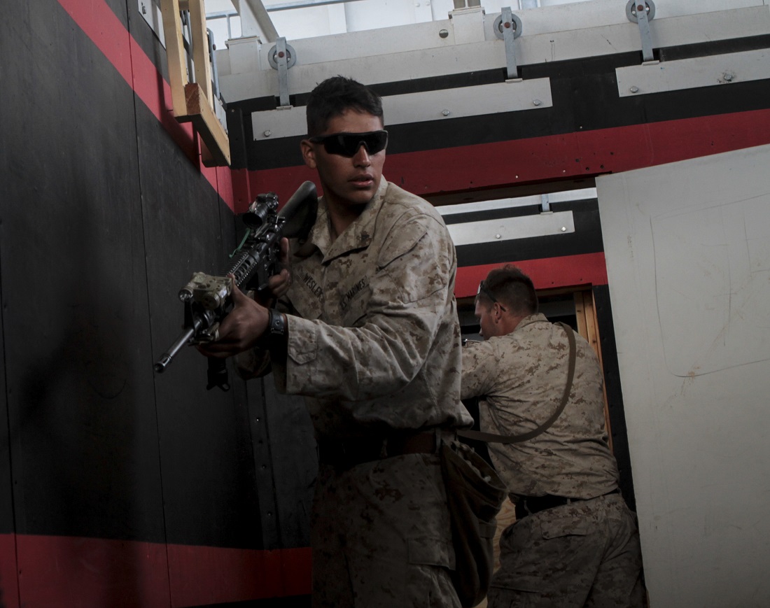 Marines with 2nd Battalion, 1st Marine Division, I Marine Expeditionary Force, practice dry run raids in a simulated combat town during Special Operations Training Group’s Raid Leaders Course aboard Marine Corps Base Camp Pendleton, Calif., June 10, 2015. The two-week long course focuses on preparing Marines to successfully conduct combat raids. (Photo by LCpl. Danielle Rodrigues/Released)