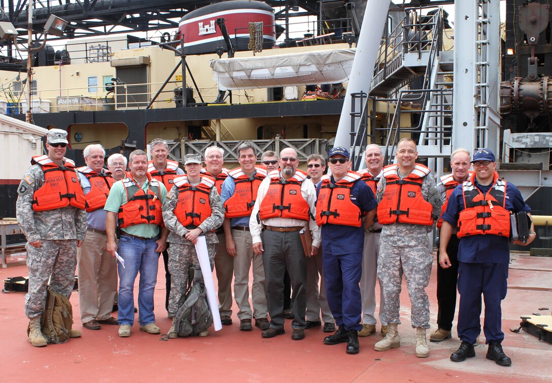Col. William H. Graham, commander of the U.S. Army Corps of Engineers' North Atlantic Division toured the McFarland, a deep draft hopper dredge owned and operated by the USACE Philadelphia District on June 30, 2015. 