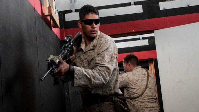 Marines with 2nd Battalion, 1st Marine Division, I Marine Expeditionary Force, practice dry run raids in a simulated combat town during Special Operations Training Group’s Raid Leaders Course at Marine Corps Base Camp Pendleton, Calif., June 10, 2015. The two-week long course focuses on preparing Marines to successfully conduct combat raids. 