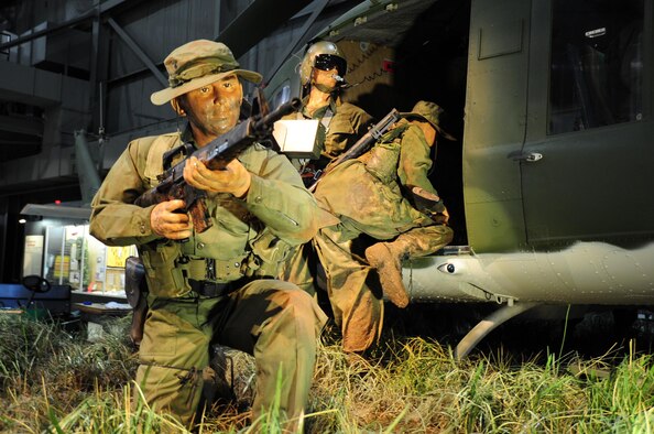 DAYTON, Ohio - Bell UH-1P Iroquois exhibit on display in the Southeast Asia War Gallery at the National Museum of the United States Air Force. (U.S. Air Force photo) 