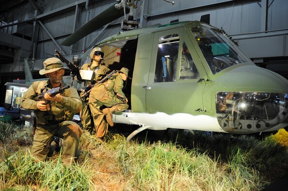 DAYTON, Ohio - Bell UH-1P Iroquois exhibit on display in the Southeast Asia War Gallery at the National Museum of the United States Air Force. (U.S. Air Force photo) 
