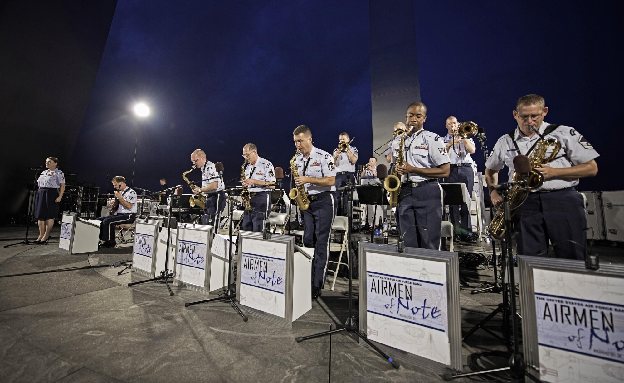 The Airmen of Note performs at the Air Force Memorial in Arlington, Va., July 4, 2015, in celebration of Independence Day. (U.S. Air Force Photo/Airman 1st Class Philip Bryant)