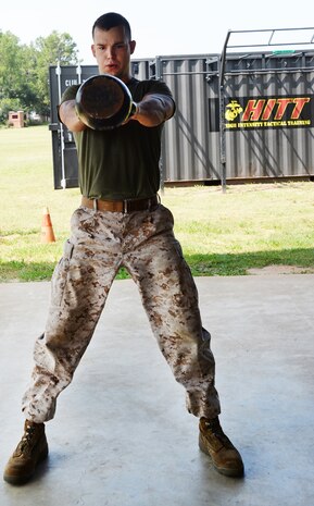 Marines test their resiliency during Marine Corps Logistics Base Albany's first High Intensity Tactical Training tactical athlete competition at Boyett Park here, July 14.