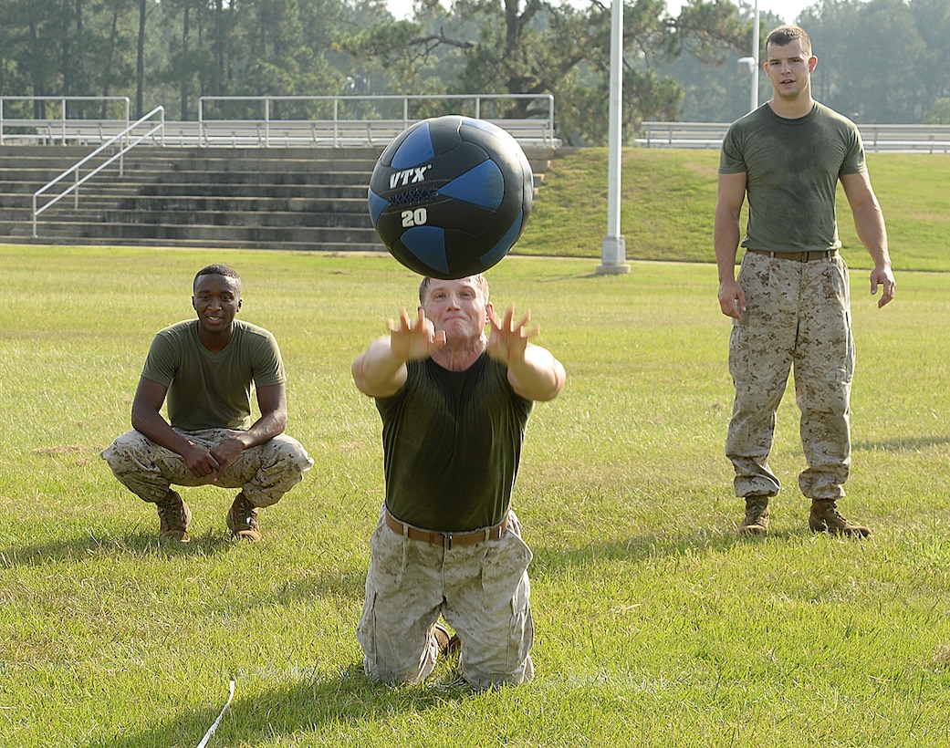 Marines test their resiliency during Marine Corps Logistics Base Albany's first High Intensity Tactical Training tactical athlete competition at Boyett Park here, July 14.