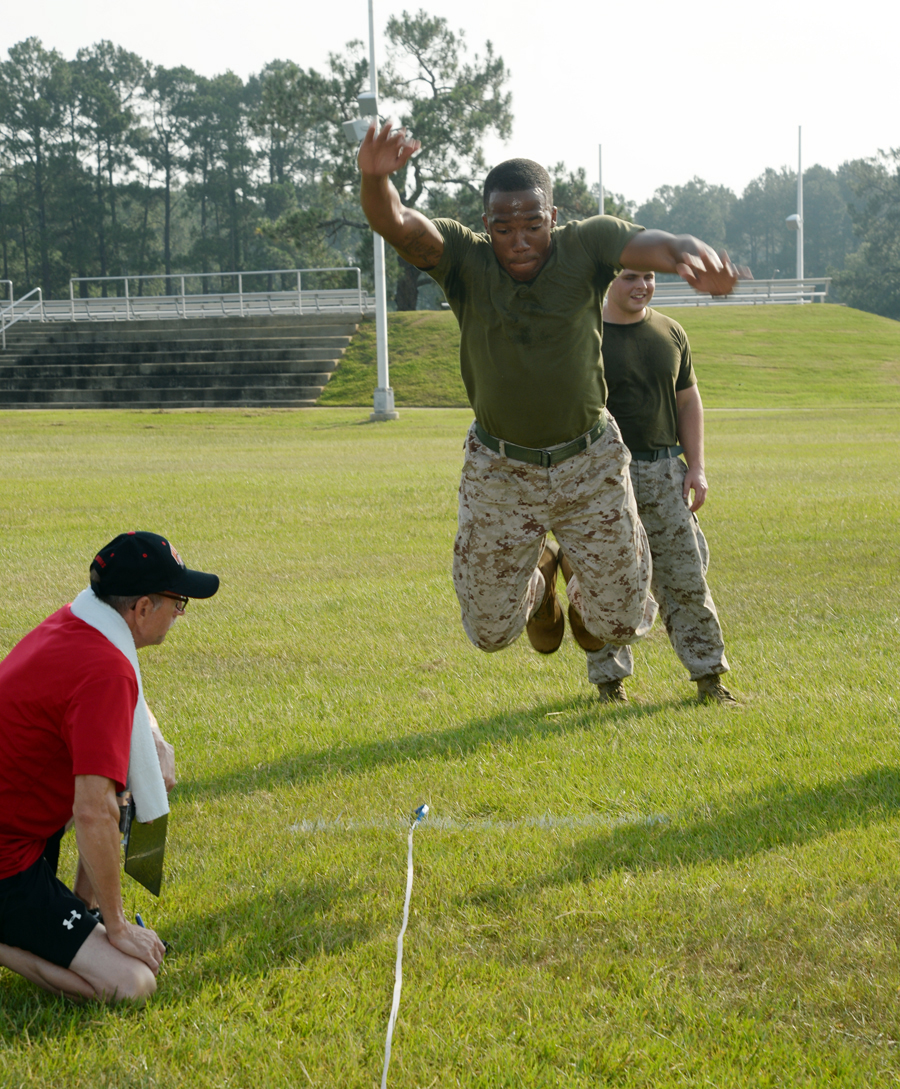 Marines test their resiliency during Marine Corps Logistics Base Albany's first High Intensity Tactical Training tactical athlete competition at Boyett Park here, July 14.