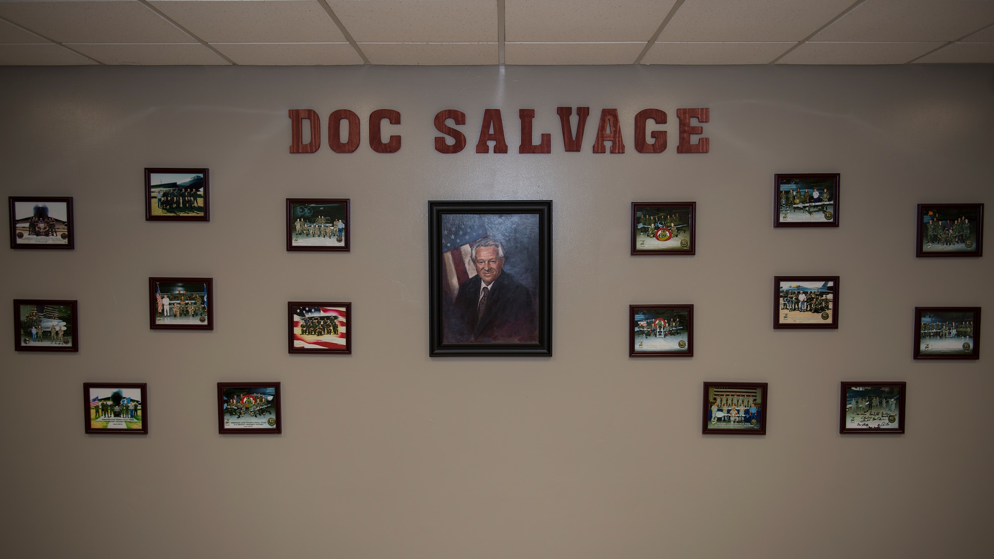 An aircraft armament-training classroom in the 363rd Training Squadron at Sheppard Air Force Base, Texas, was dedicated to Kent “Doc” Salvage, July 14, 2015. Salvage worked for more than 20 years with the Air Force which included both his active duty and civilian service. (U.S. Air Force photo by Senior Airman Kyle Gese/Released)
