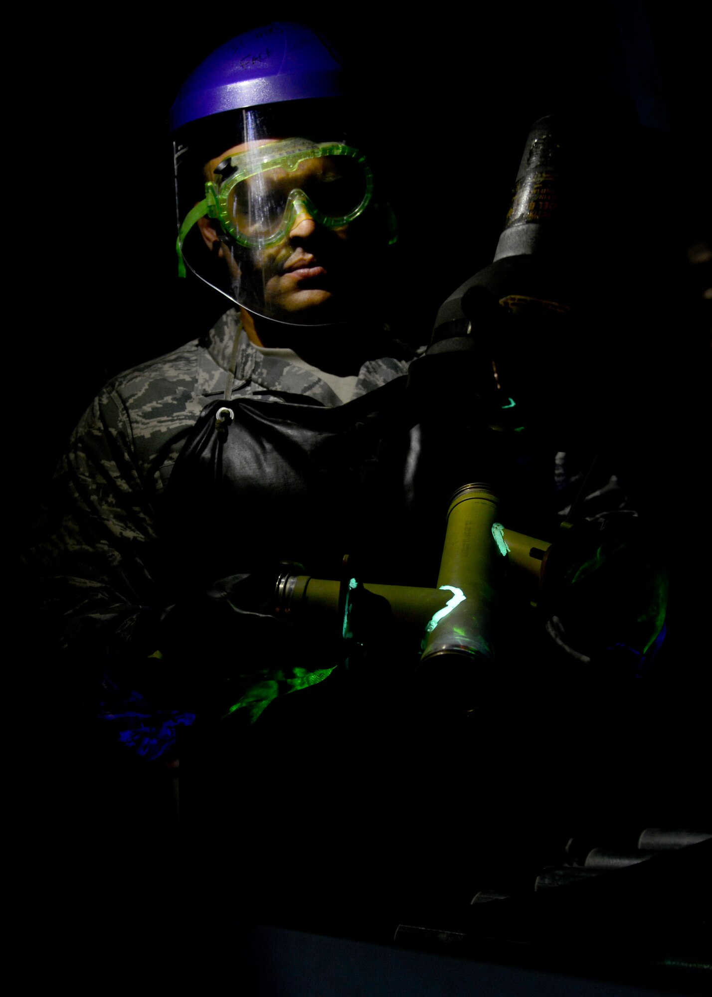 U.S. Air Force Tech. Sgt. Samuel Howard, 31st Maintenance Squadron nondestructive inspection assistant NCO in charge, inspects a part, June 13, 2015, at Aviano Air Base Italy. Aviano NDI Airmen conduct more than 300 inspections each month by utilizing six different inspection procedures including x-ray, magnetic particle, eddy current, ultrasonics, liquid penetrant and oil analysis. (U.S. Air Force photo by Senior Airman Areca T. Wilson/Released)                     