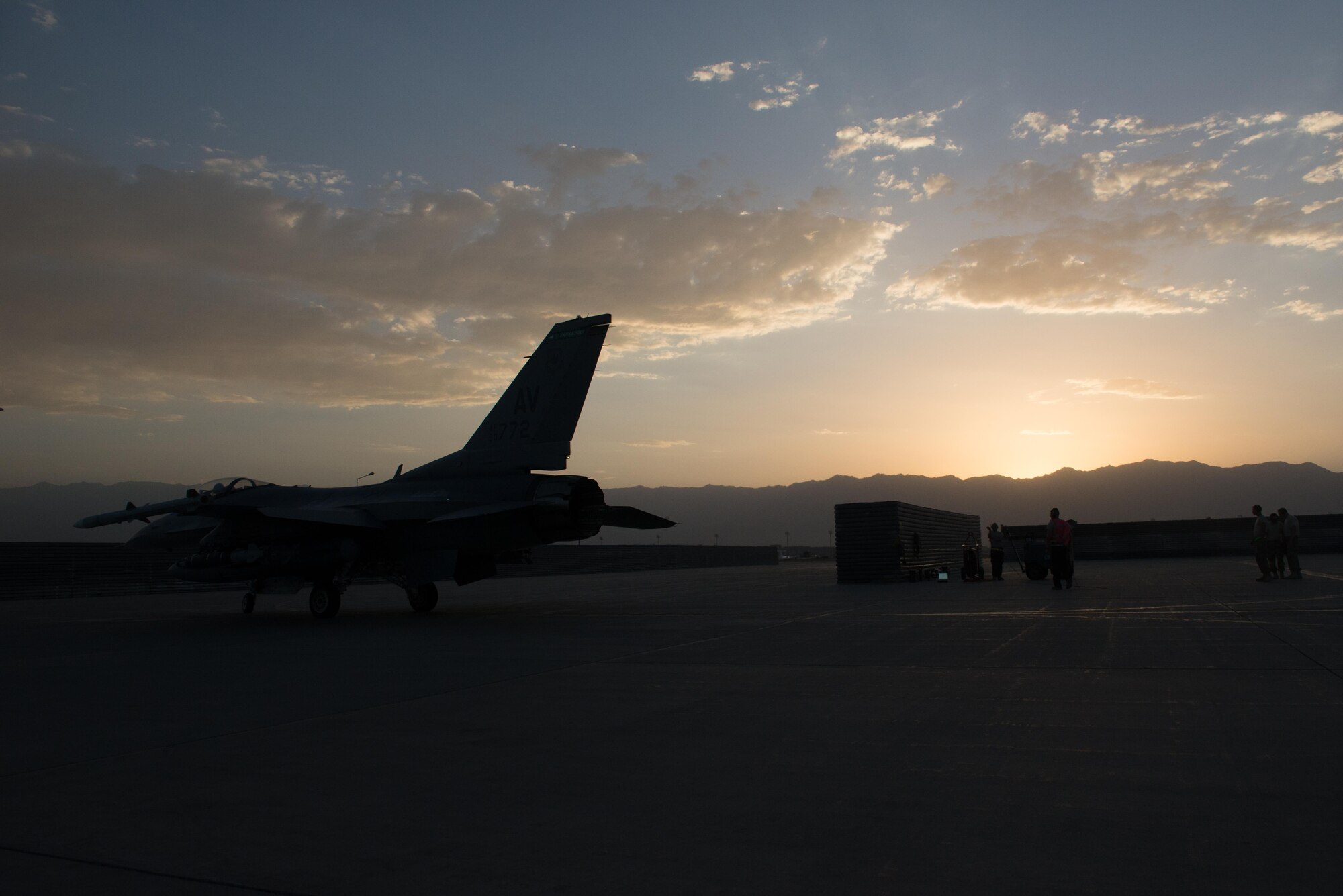 A U.S. Air Force F-16 Fighting Falcon “Triple Nickel” aircraft assigned to the 555th Expeditionary Fighter Squadron from Aviano Air Base, Italy, taxis to the runway for a combat sortie after a final check of the aircraft’s weapons at Bagram Airfield, Afghanistan, July 14, 2015. The F-16 is a multi-role fighter aircraft that is highly maneuverable and has proven itself in air-to-air and air-to-ground combat. Members of the Triple Nickel are deployed in support of Operation Freedom’s Sentinel and NATO’s Resolute Support mission. (U.S. Air Force photo by Tech. Sgt. Joseph Swafford/Released)