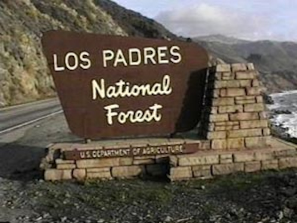 Entrance sign at the Los Padres National Forest, site of the former Dry Canyon Artillery Range.