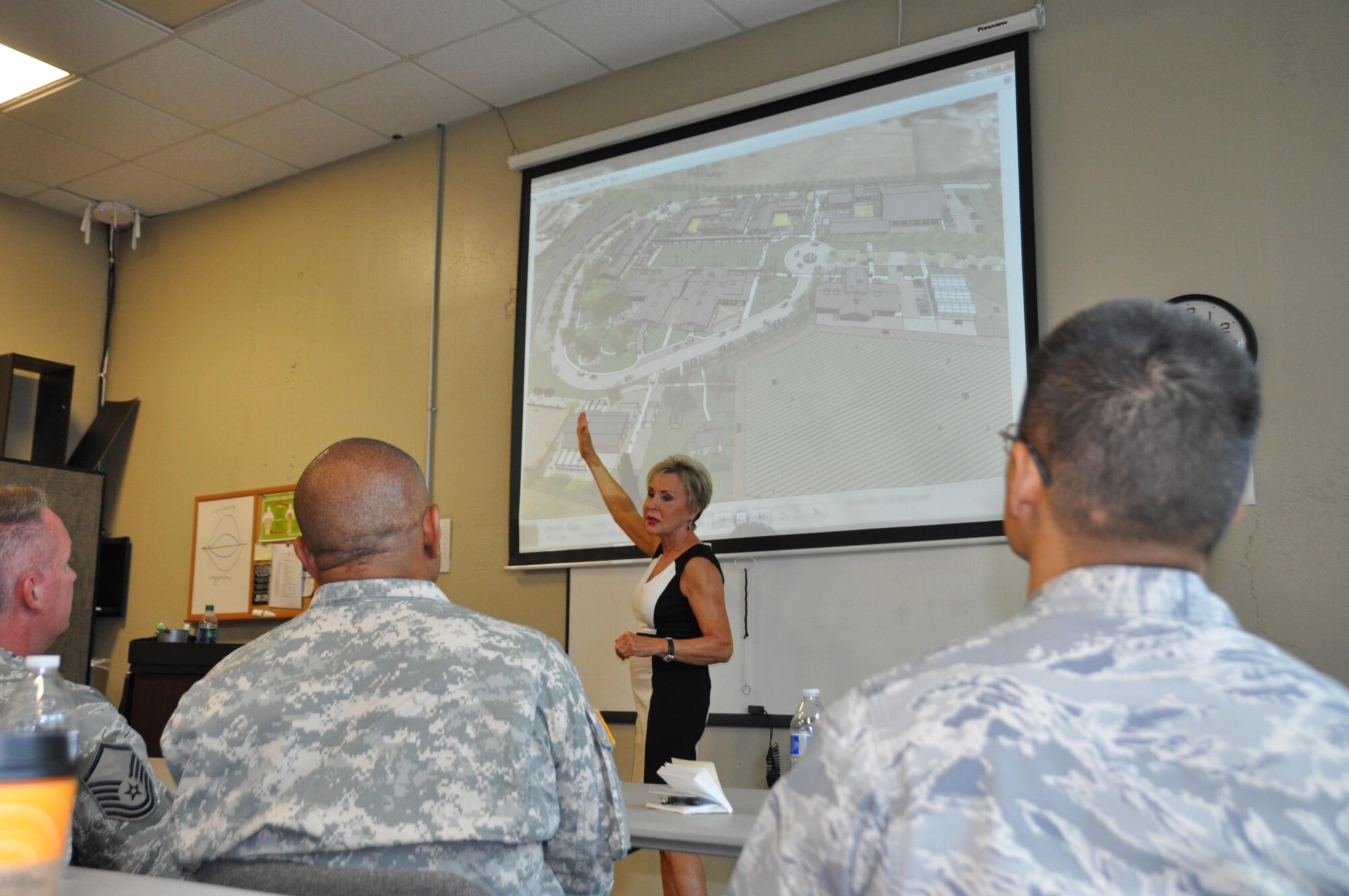 Cheryl Kilmore, TERI Chief Executive Officer, briefs Innovative Readiness Training senior leaders on the plans for the new TERI campus. (U.S. Air Force photo/ Capt. Meghan Liemburg-Archer)