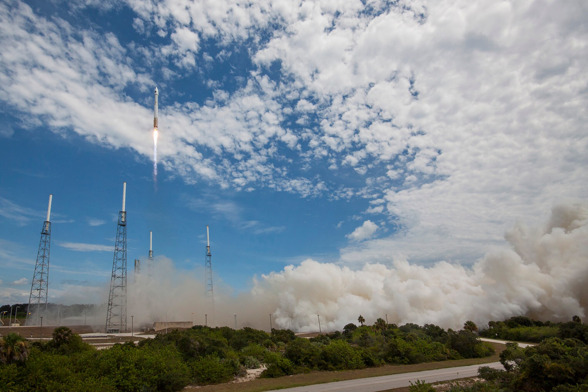 The U.S. Air Force and the 45th Space Wing supported the successful launch of a United Launch Alliance Atlas V rocket that roared skyward from Launch Complex 41 at Cape Canaveral Air Force Station carrying the Air Force's tenth Block IIF navigation satellite for the Global Positioning System July 15, 2015, at 11:36 a.m. EDT. (Photo//United Launch Alliance)