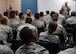 U.S. Air Force Chief Master Sgt. James W. Hotaling, Command Chief Master Sgt. of the Air National Guard speaks to the members of the 202nd Red Horse Squadron at Camp Blanding Joint Training Center, Starke Fla. on July 11, 2015. Chief Hotaling relayed the vision of the Director of the Air National Guard, Lt. Gen. Stanley E. Clarke III, to the 202nd members and provided a feedback opportunity to them so they may voice questions and concerns. (U.S. Air Force photo by Amn. Nietza Reynolds // RELEASED)