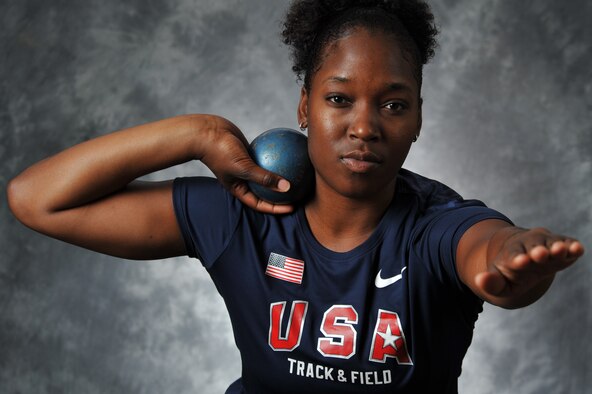 Airman 1st Class Jessica Johnson is a 4th Aerospace Medicine Squadron public health technician who trains for shot put events in her spare time. She recently placed second in the individual shot put competition during the 2015 Headquarters Aircom Inter-Nation Athletics Championship in Amsterdam, and contributed to the U.S. Air Forces in Europe – Air Forces Africa women's team taking home the gold medal. (U.S. Air Force photo/Senior Airman John Nieves Camacho)