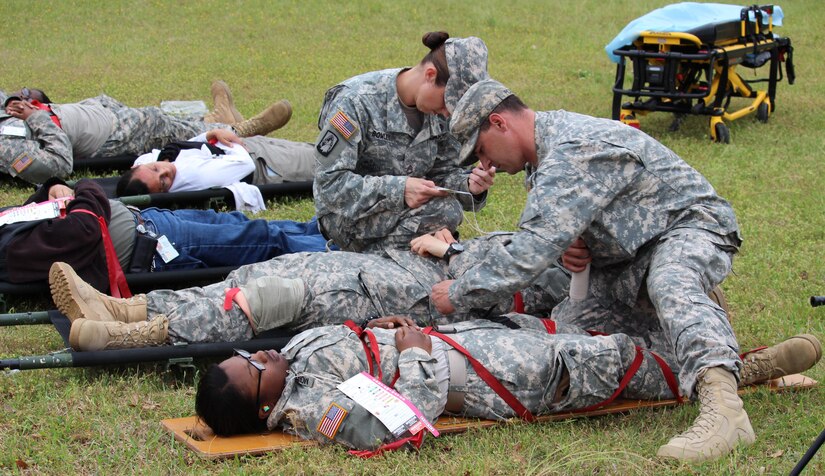The 81st Regional Support Command participated in a mass casualty exercise on Fort Jackson, S.C., April 7, 2015 which involved the Fort Jackson and local community. After the Richland County Sheriff’s Department Special Response Team cleared the building, victims from the active shooters were triage and evacuated by Fort Jackson and Columbia medical personnel and firemen to several hospital around the Fort Jackson and Columbia  area.